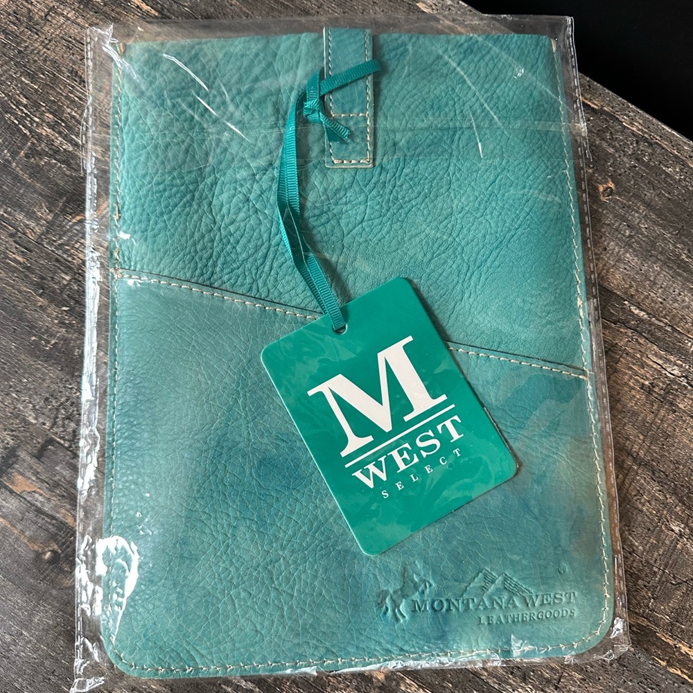 Montana West Turquoise Leather Tablet Sleeve with Snap Closure